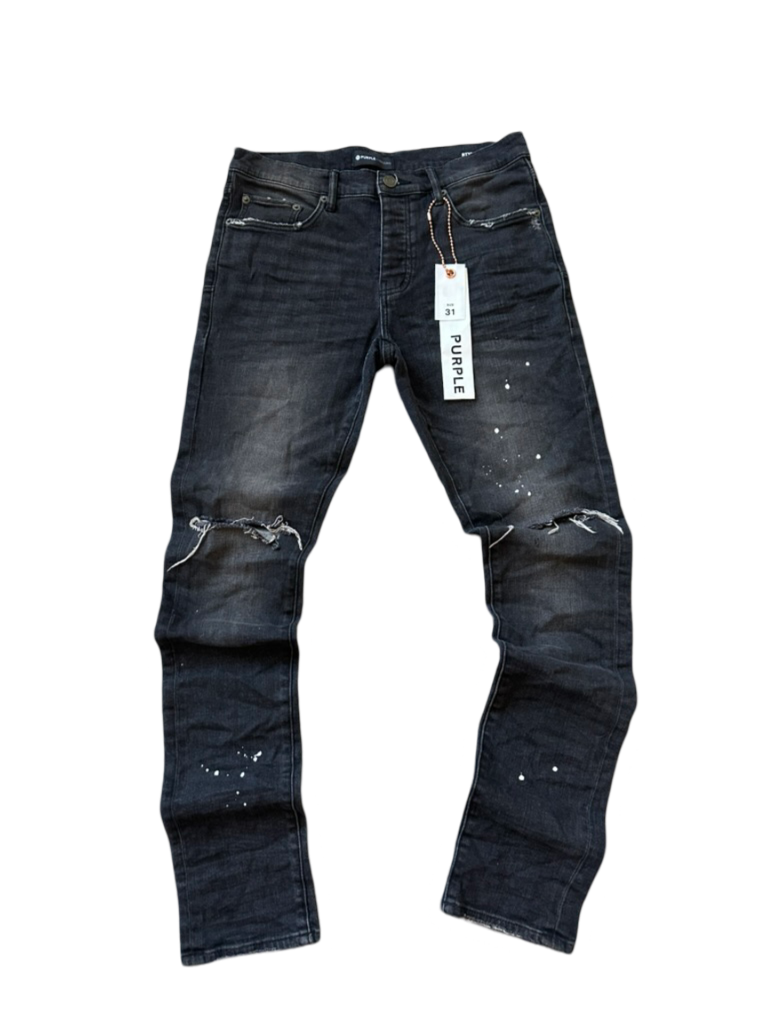 PURPLE JEANS "DISTRESSED BLACK MINIMAL PAINT SPLASH"
