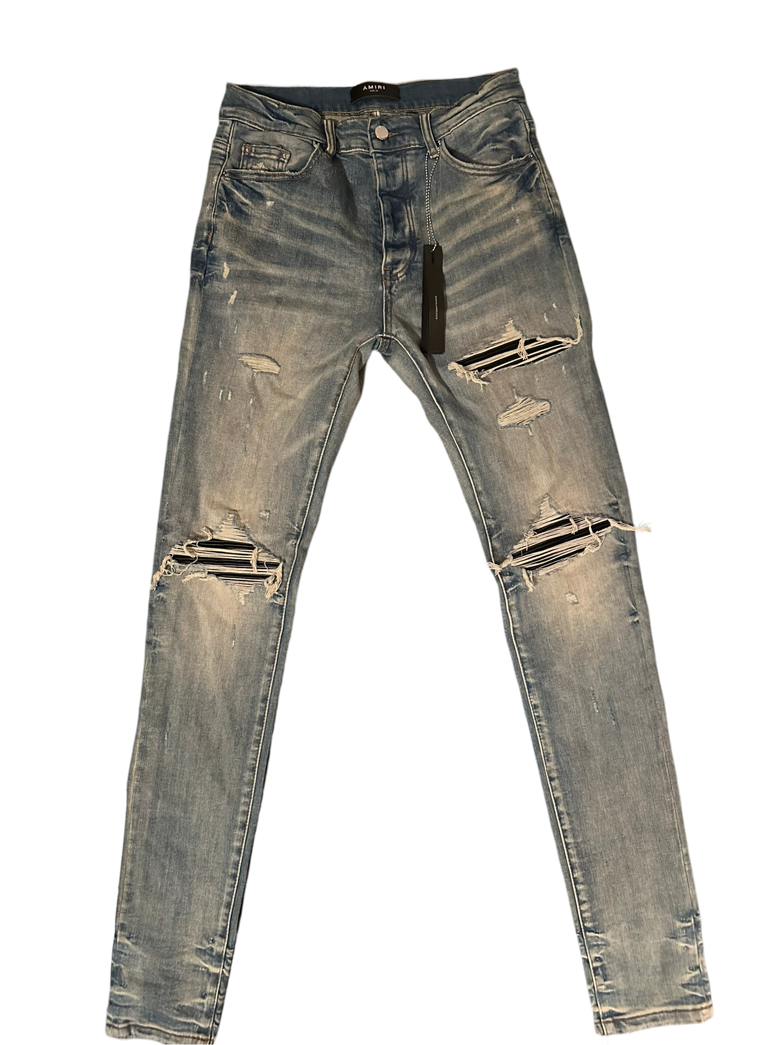 AMIRI MX1 JEANS  "BLACK RIPS CLAY INDIGO"
