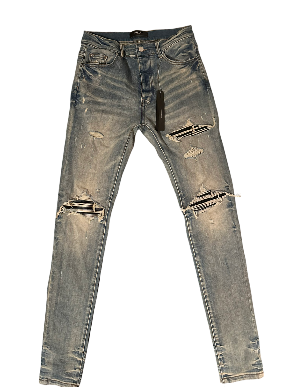 AMIRI MX1 JEANS  "BLACK RIPS CLAY INDIGO"