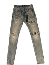 AMIRI MX1 JEANS  "BLACK RIPS CLAY INDIGO"