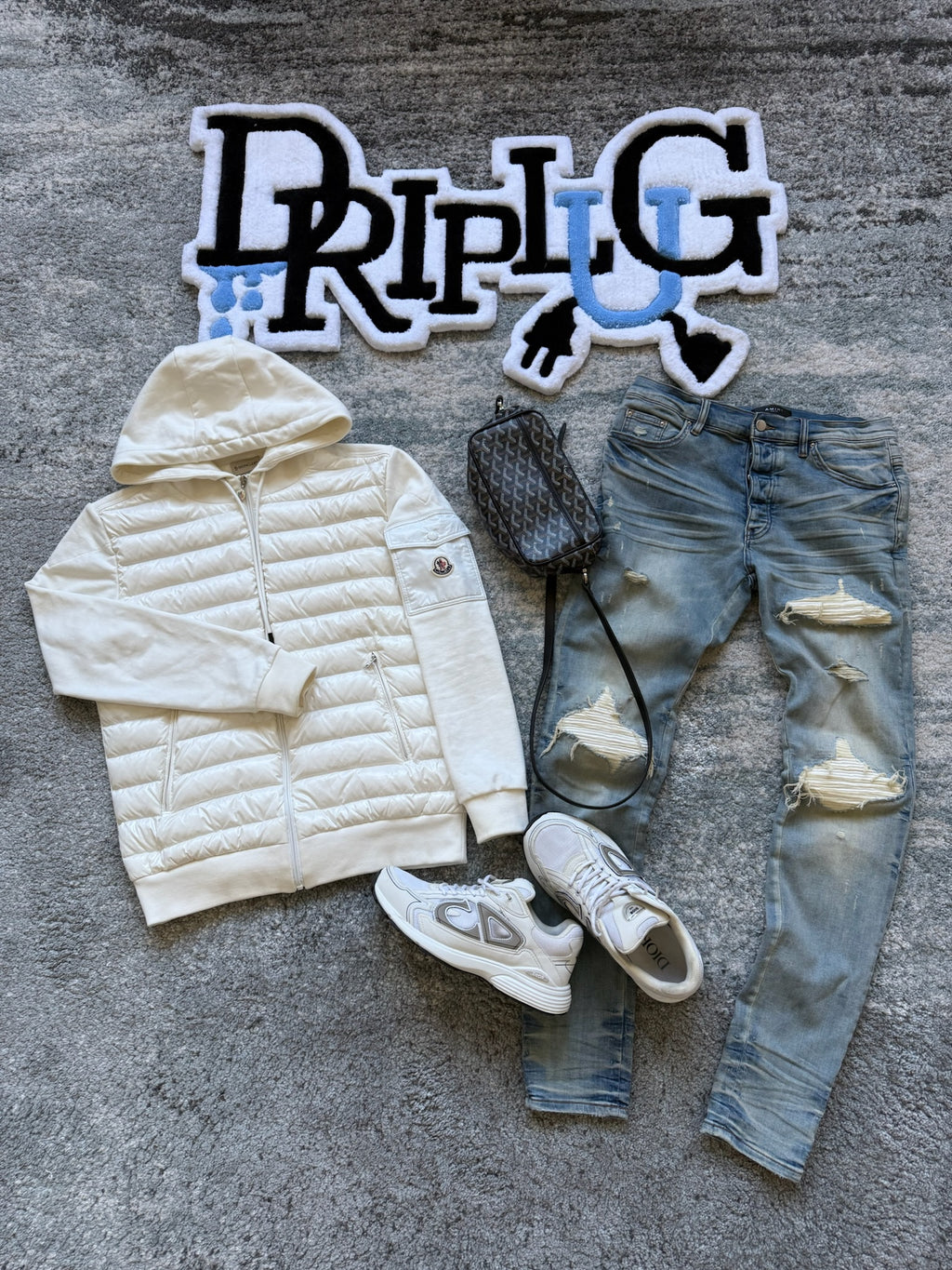 MONCLER PUFFER HOODIE WHITE