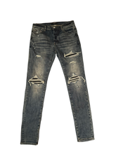 AMIRI MX1 JEANS "BLACK RIPS DEEP BLUE"